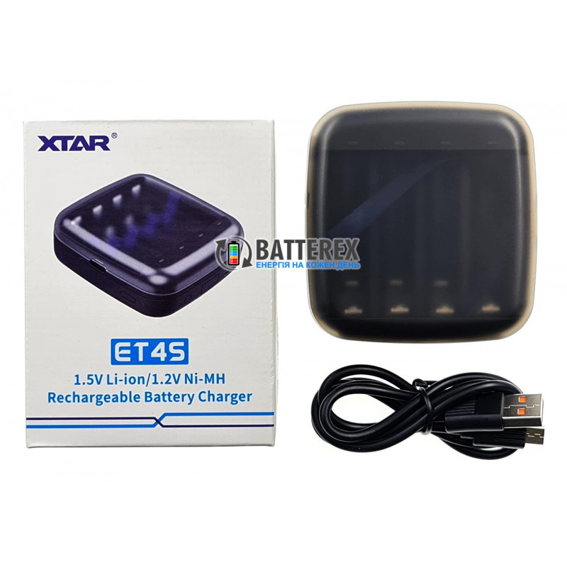Зарядное устройство XTAR ET4S для аккумуляторов Li-ion 1.5V и NiMH 1.2V размеров АА и AAA Зарядное устройство XTAR ET4S для аккумуляторов Li-ion 1.5V и NiMH 1.2V размеров АА и AAA