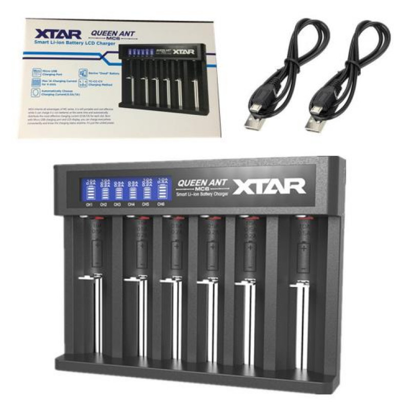 XTAR MC6 QUEEN ANT - 6-канальная зарядка для Li-Ion аккумуляторов 18650, 14500, 16340 и др.