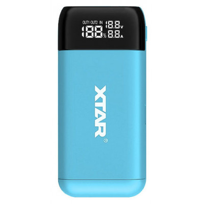 XTAR PB2S Blue - повербанк на 2 аккумулятора 18650/20700/21700 с функцией быстрого заряда QuickCharge