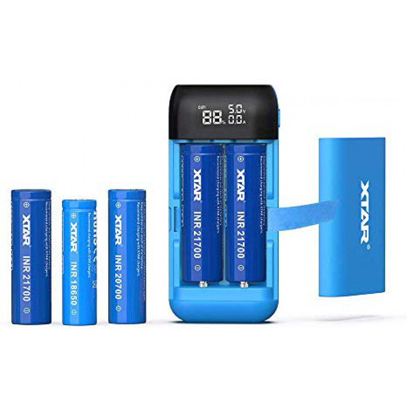 XTAR PB2S Blue - повербанк на 2 аккумулятора 18650/20700/21700 с функцией быстрого заряда QuickCharge XTAR PB2S Blue - повербанк на 2 аккумулятора 18650/20700/21700 с функцией быстрого заряда QuickCharge