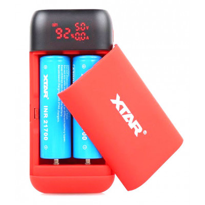 XTAR PB2S Red - повербанк на 2 аккумулятора 18650/20700/21700 с функцией быстрого заряда QuickCharge