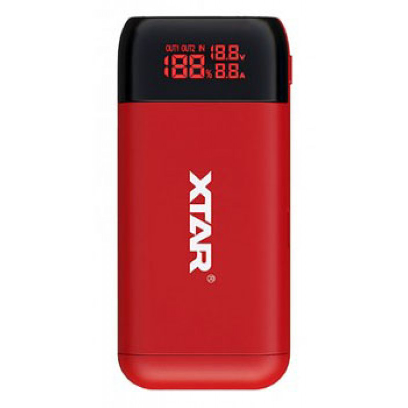 XTAR PB2S Red - зарядка-повербанк на 2 аккумулятора 18650/20700/21700 с функцией быстрого заряда QuickCharge XTAR PB2S Red - зарядка-повербанк на 2 аккумулятора 18650/20700/21700 с функцией быстрого заряда QuickCharge