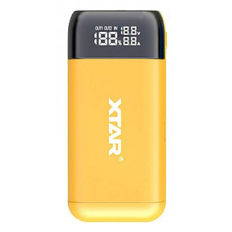 XTAR PB2S Yellow - повербанк на 2 аккумулятора 18650/20700/21700 с функцией быстрого заряда QuickCharge XTAR PB2S Yellow - повербанк на 2 аккумулятора 18650/20700/21700 с функцией быстрого заряда QuickCharge