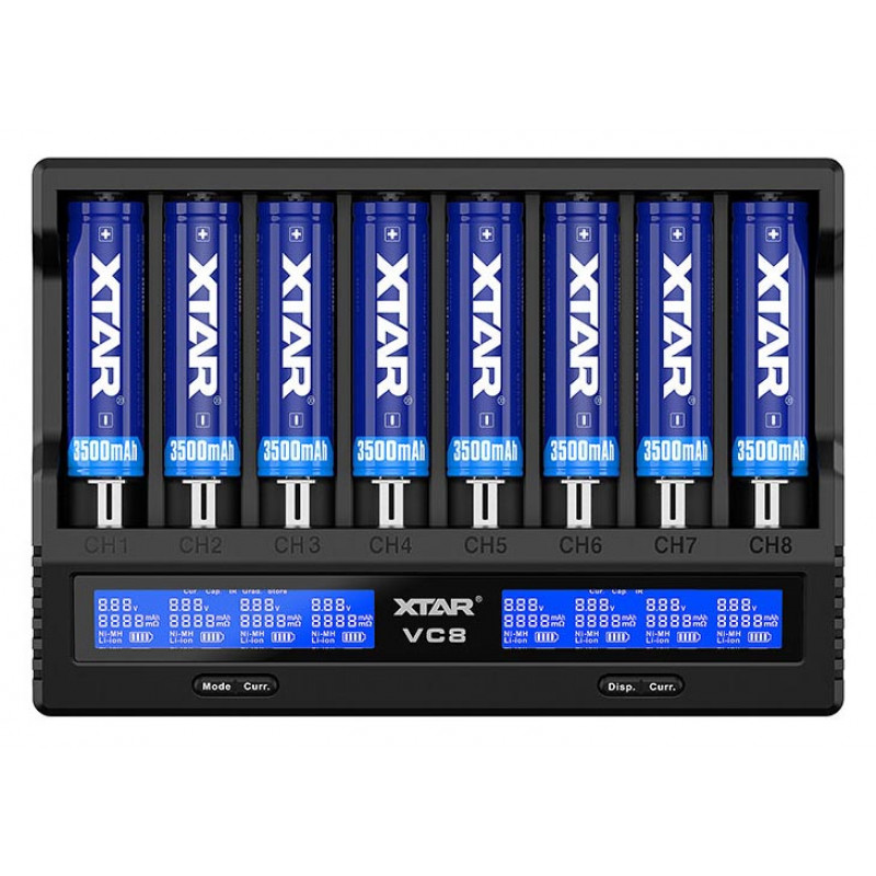 XTAR VC8 - интеллектуальная 8-канальная зарядка для аккумуляторов Li-ion и NiMH XTAR VC8 - интеллектуальная 8-канальная зарядка для аккумуляторов Li-ion и NiMH