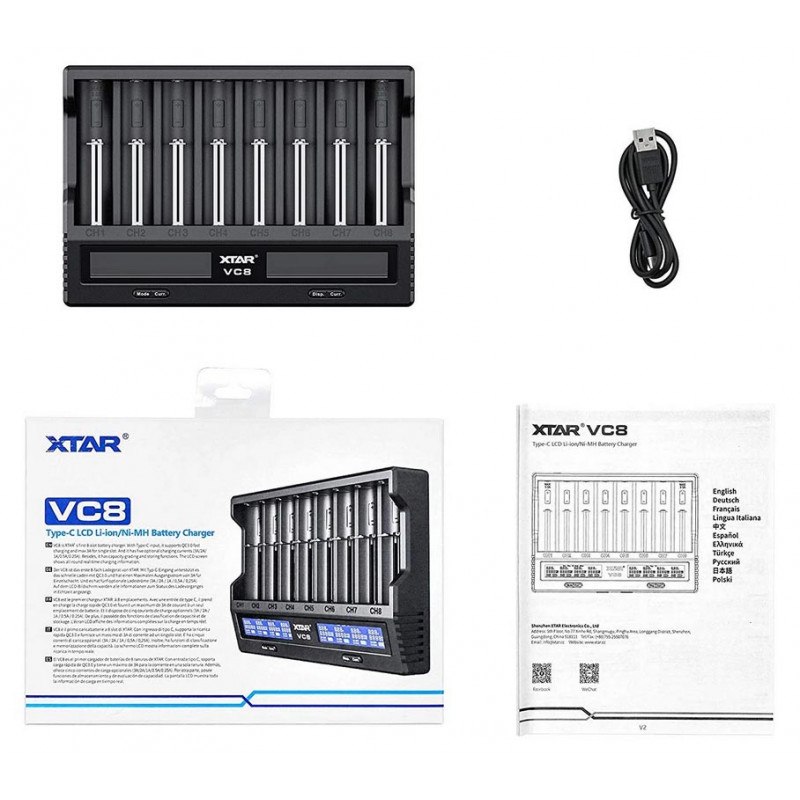 XTAR VC8 - интеллектуальная 8-канальная зарядка для аккумуляторов Li-ion и NiMH XTAR VC8 - интеллектуальная 8-канальная зарядка для аккумуляторов Li-ion и NiMH