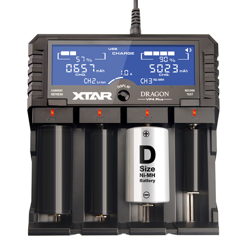 XTAR VP4 Plus Dragon - профессиональное зарядное устройство для Li-Ion/Ni-MH/Ni-Cd аккумуляторов
