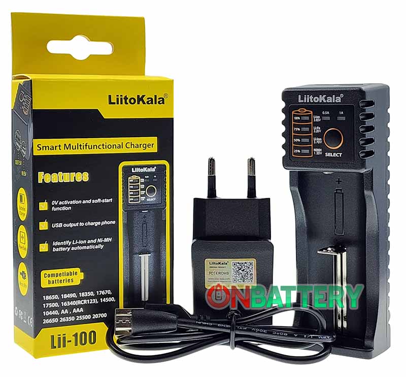 LiitoKala Lii-100 + сетевой USB адаптер Liitokala 5V 2A LiitoKala Lii-100 + сетевой USB адаптер Liitokala 5V 2A